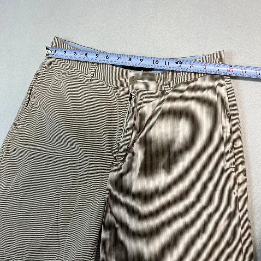 J. Crew Striped‎ Cotton Shorts Men's Tan Casual Pleated - Size 32